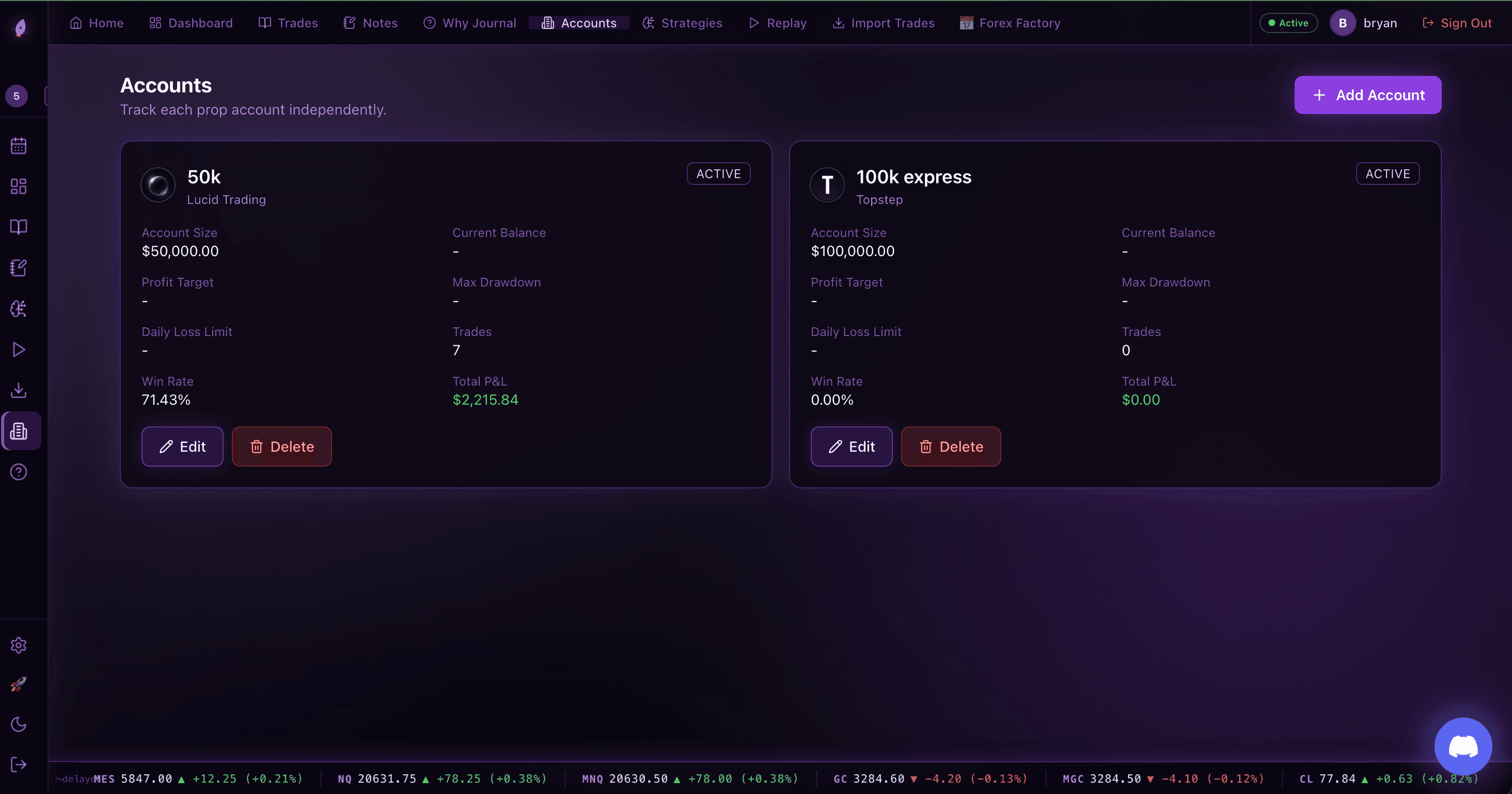 Add Accounts Preview